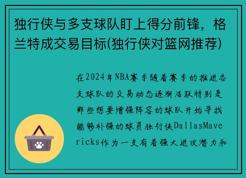 独行侠与多支球队盯上得分前锋，格兰特成交易目标(独行侠对篮网推荐)